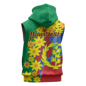 Afro Eritrea New Year Personalized Sleeveless Zip Hoodie Enkutatash Adey Abeba Flower Art - African Pride