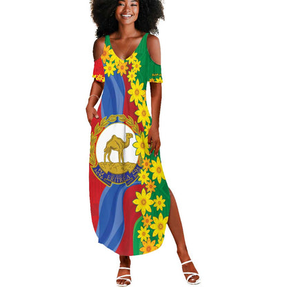 Afro Eritrea New Year Personalized Summer Maxi Dress Enkutatash Adey Abeba Flower Art