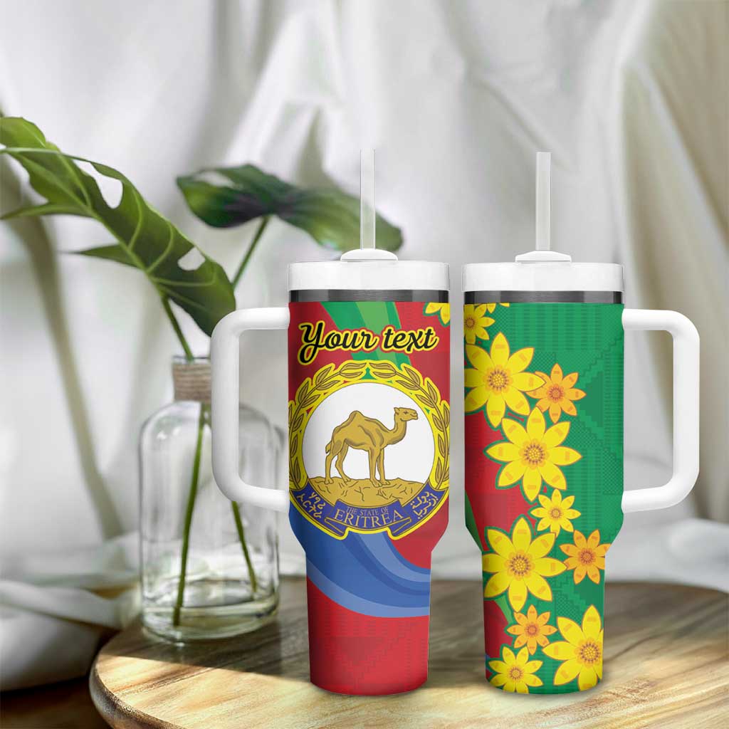 Afro Eritrea New Year Personalized Tumbler With Handle Enkutatash Adey Abeba Flower Art