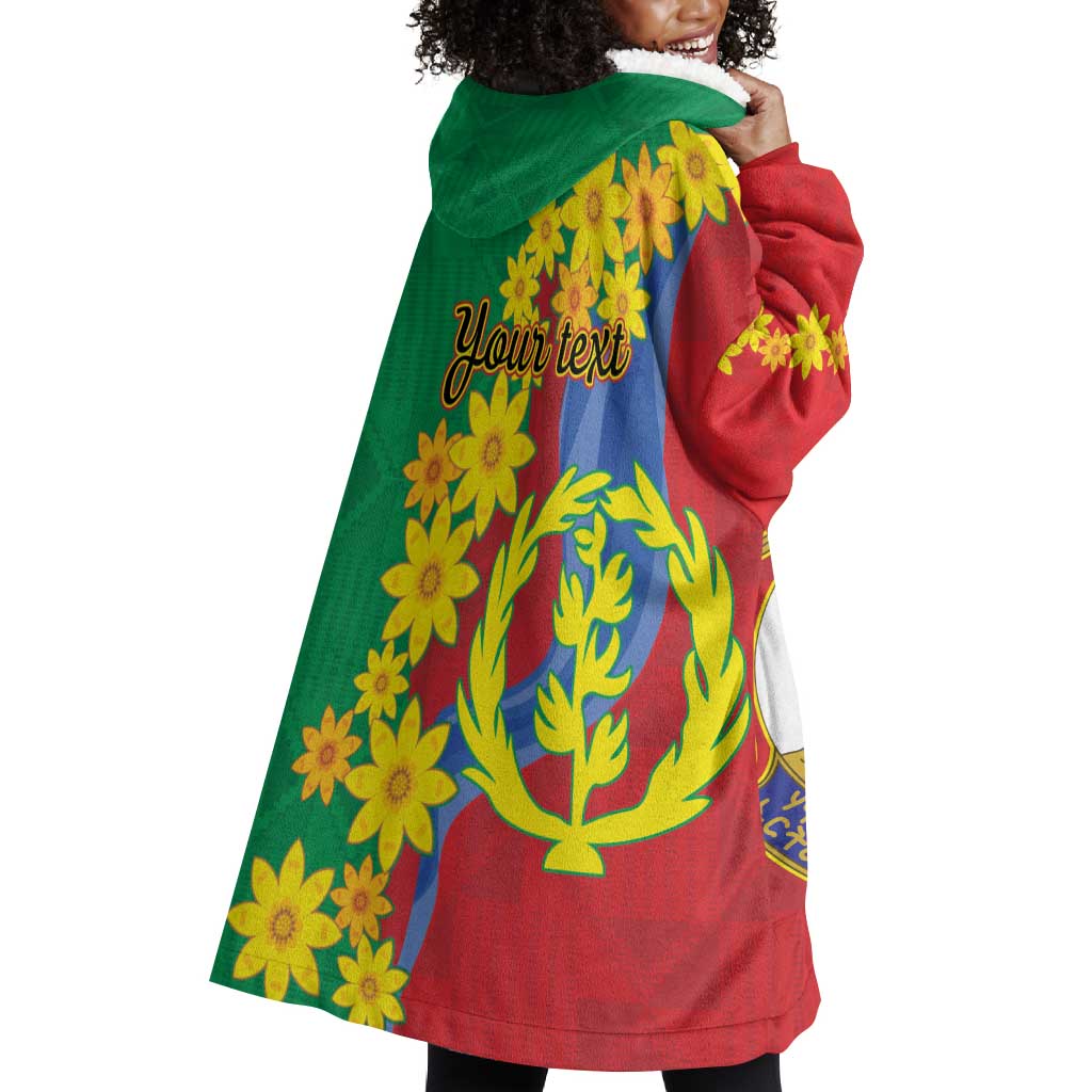 Afro Eritrea New Year Personalized Wearable Blanket Hoodie Enkutatash Adey Abeba Flower Art