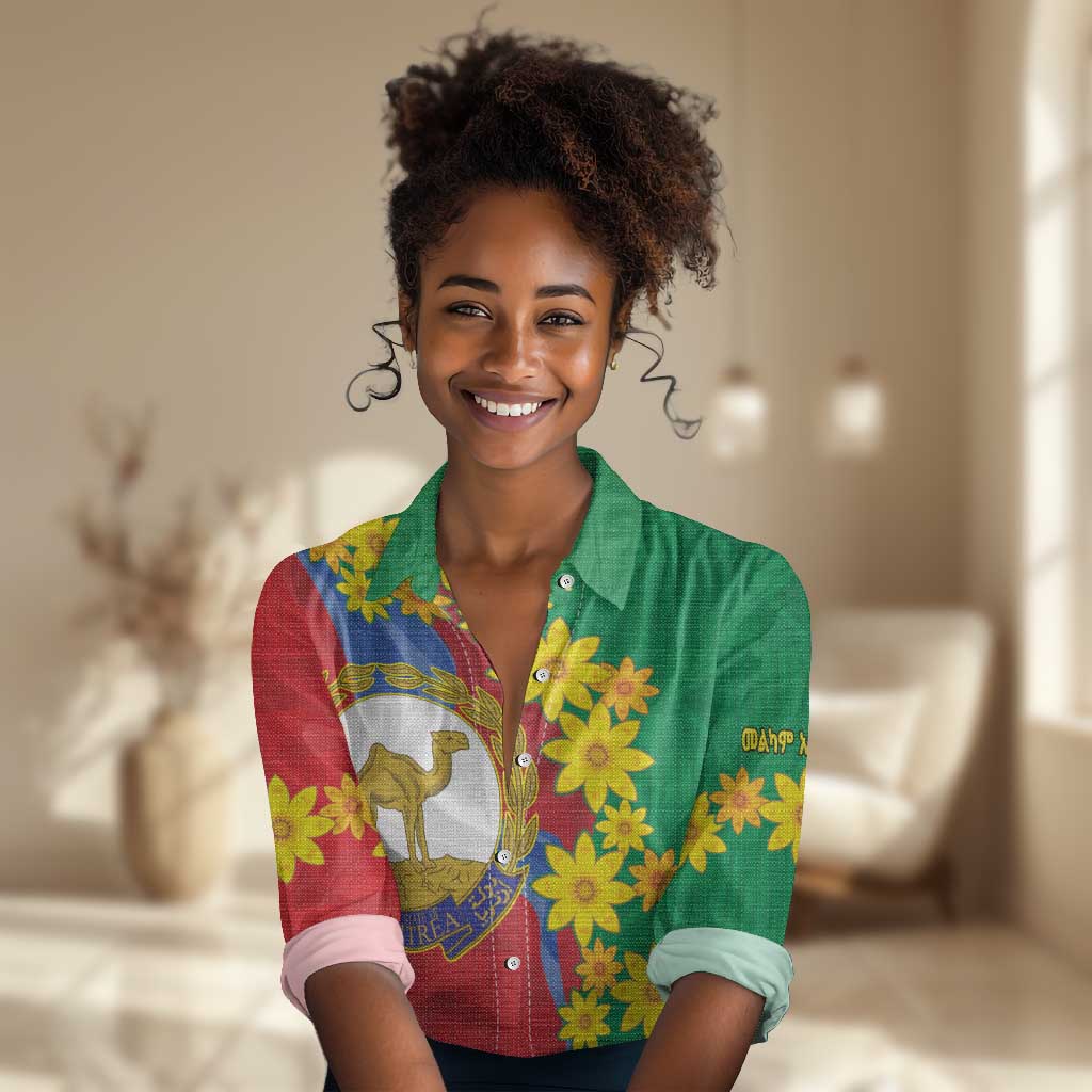 Afro Eritrea New Year Personalized Women Casual Shirt Enkutatash Adey Abeba Flower Art LT9