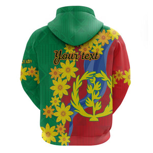Afro Eritrea New Year Personalized Zip Hoodie Enkutatash Adey Abeba Flower Art