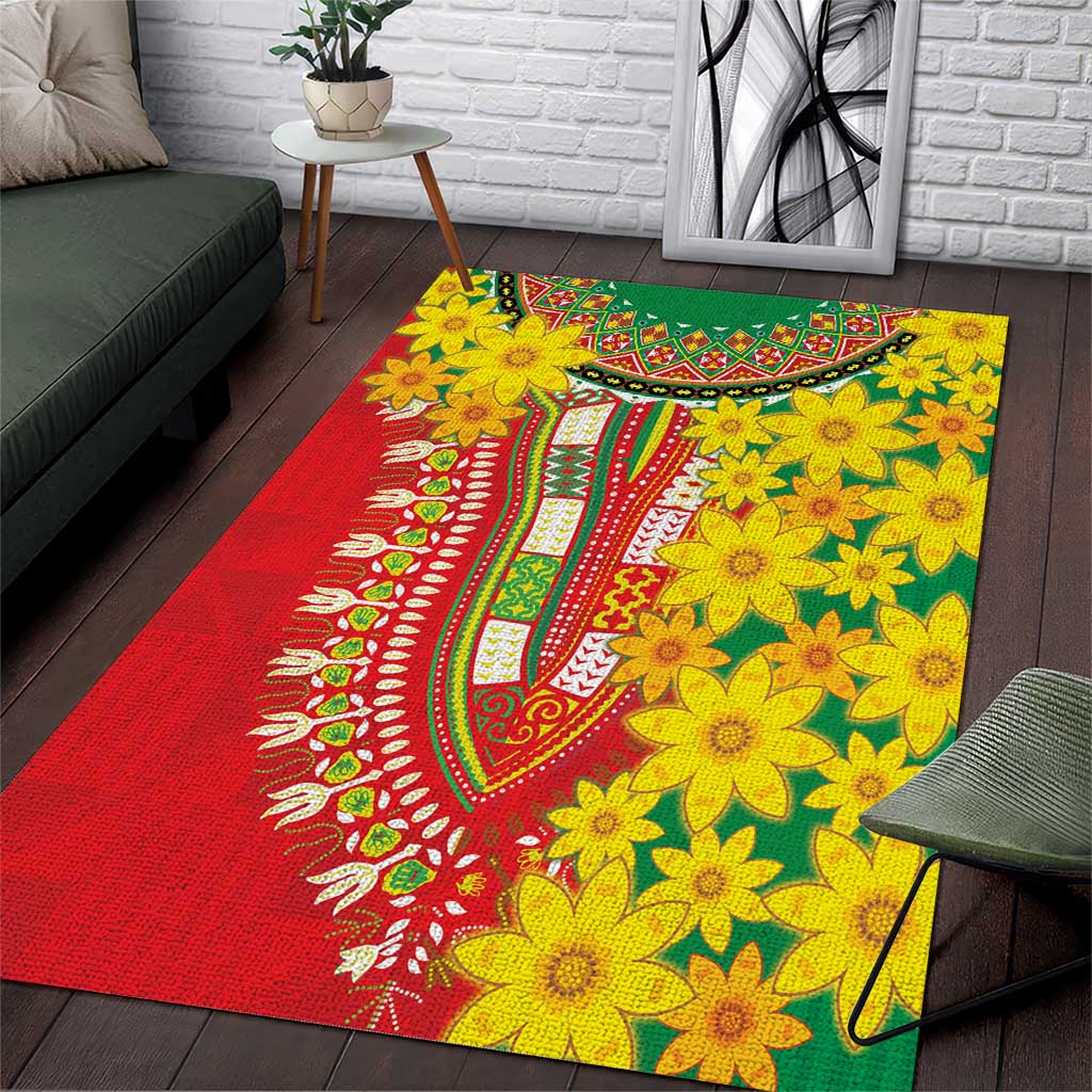 Afro Ethiopian New Year Area Rug Enkutatash Adey Abeba Flower Art