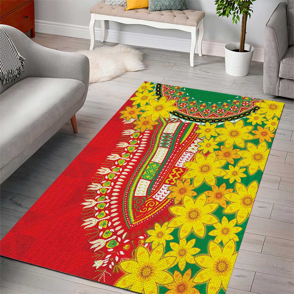 Afro Ethiopian New Year Area Rug Enkutatash Adey Abeba Flower Art