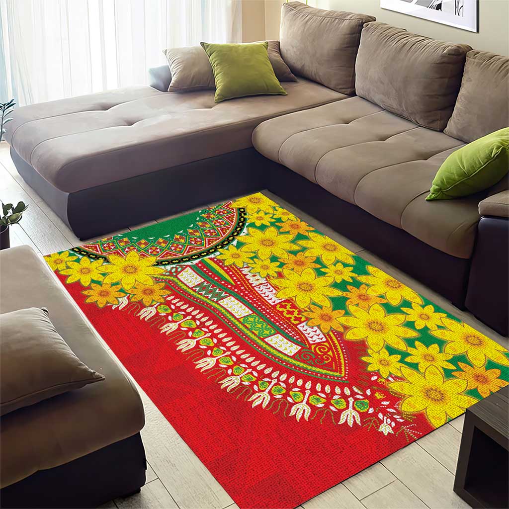 Afro Ethiopian New Year Area Rug Enkutatash Adey Abeba Flower Art