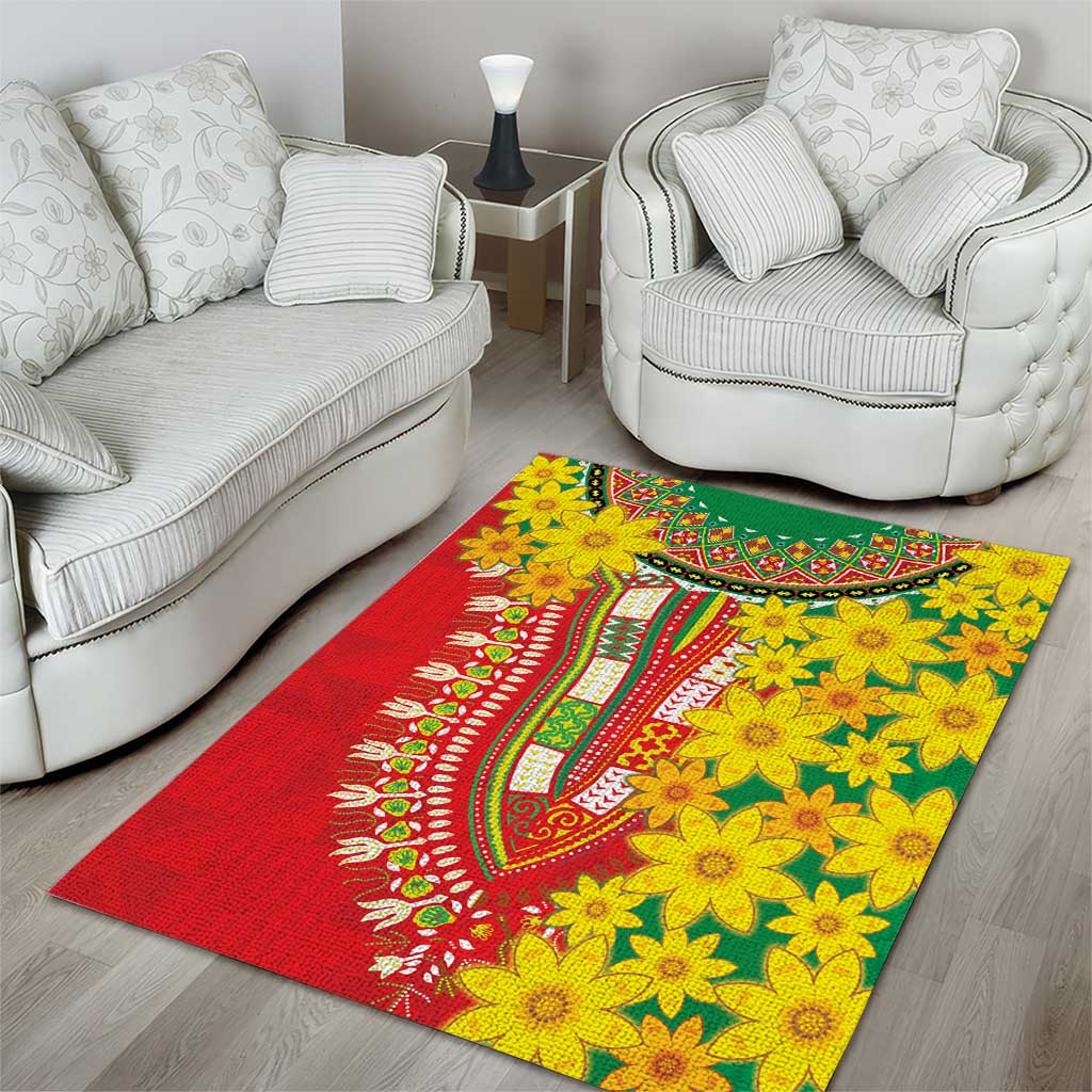 Afro Ethiopian New Year Area Rug Enkutatash Adey Abeba Flower Art