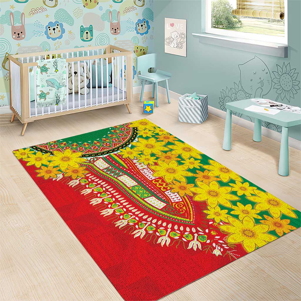 Afro Ethiopian New Year Area Rug Enkutatash Adey Abeba Flower Art