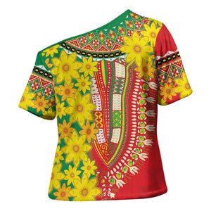 Afro Ethiopian New Year Cross Shoulder Shirt Enkutatash Adey Abeba Flower Art