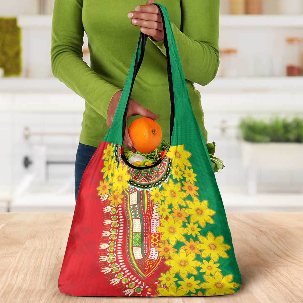 Afro Ethiopian New Year Grocery Bag Enkutatash Adey Abeba Flower Art