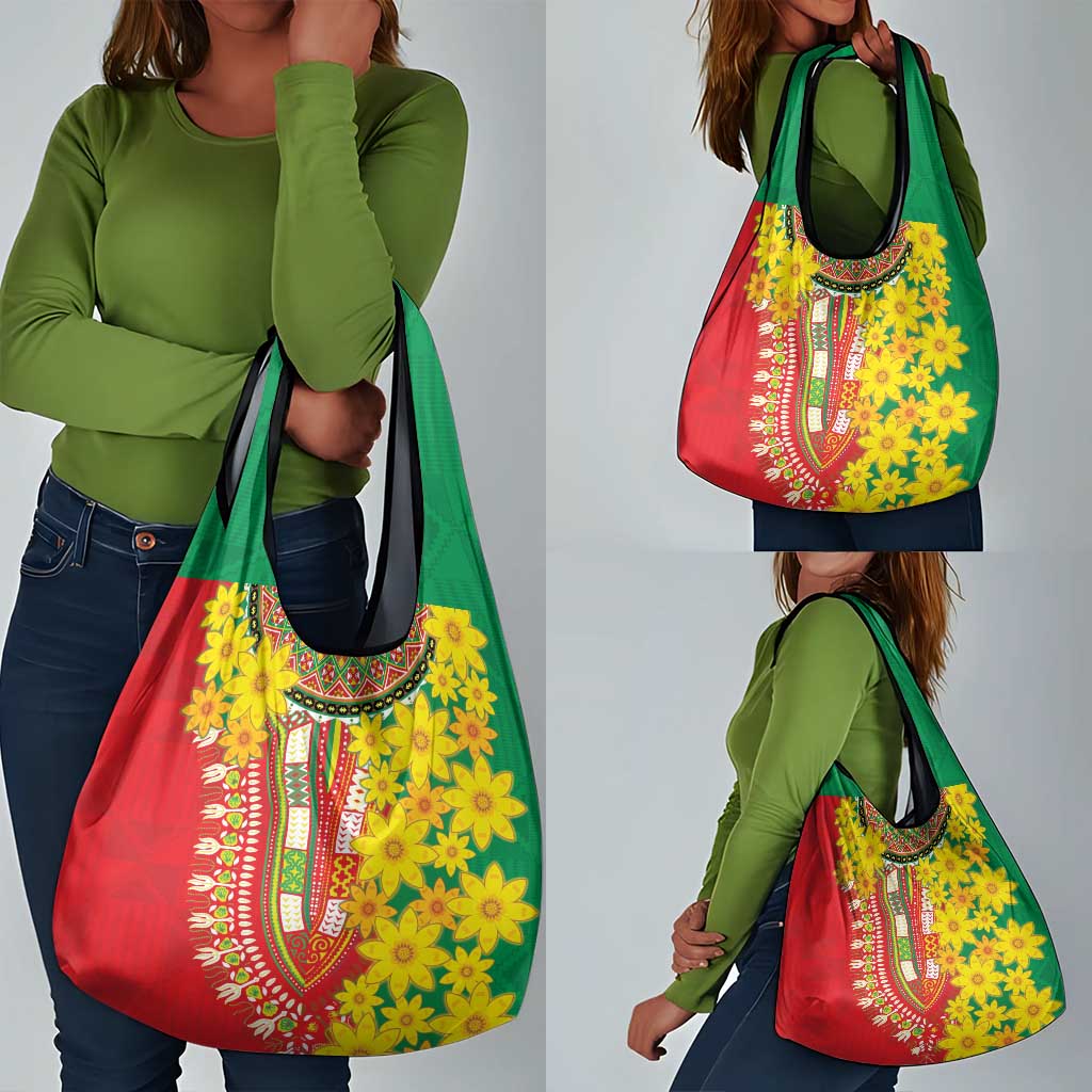 Afro Ethiopian New Year Grocery Bag Enkutatash Adey Abeba Flower Art