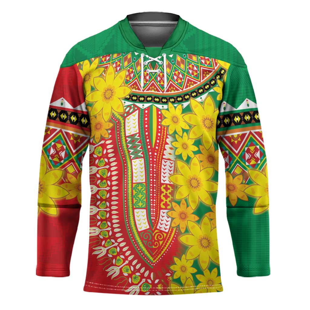 Afro Ethiopian New Year Hockey Jersey Enkutatash Adey Abeba Flower Art