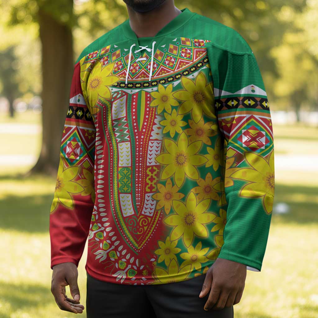 Afro Ethiopian New Year Hockey Jersey Enkutatash Adey Abeba Flower Art