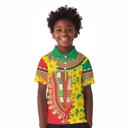 Afro Ethiopian New Year Kid Polo Shirt Enkutatash Adey Abeba Flower Art