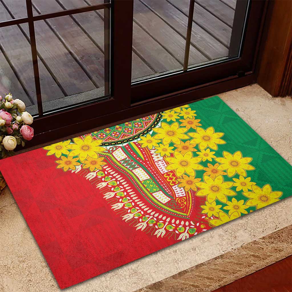 Afro Ethiopian New Year Rubber Doormat Enkutatash Adey Abeba Flower Art