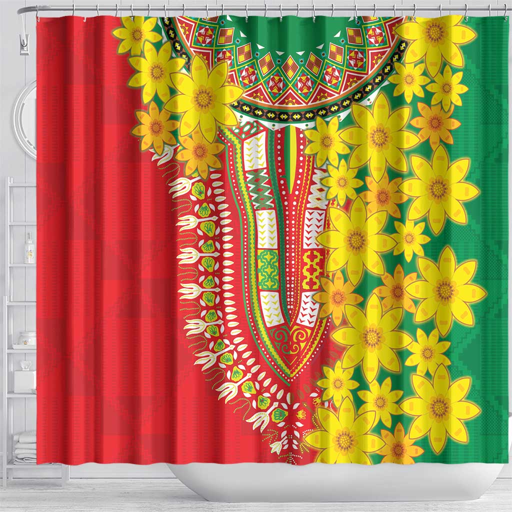 Afro Ethiopian New Year Shower Curtain Enkutatash Adey Abeba Flower Art