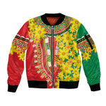 Afro Ethiopian New Year Sleeve Zip Bomber Jacket Enkutatash Adey Abeba Flower Art