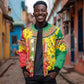 Afro Ethiopian New Year Sleeve Zip Bomber Jacket Enkutatash Adey Abeba Flower Art