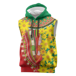 Afro Ethiopian New Year Sleeveless Hoodie Enkutatash Adey Abeba Flower Art - African Pride