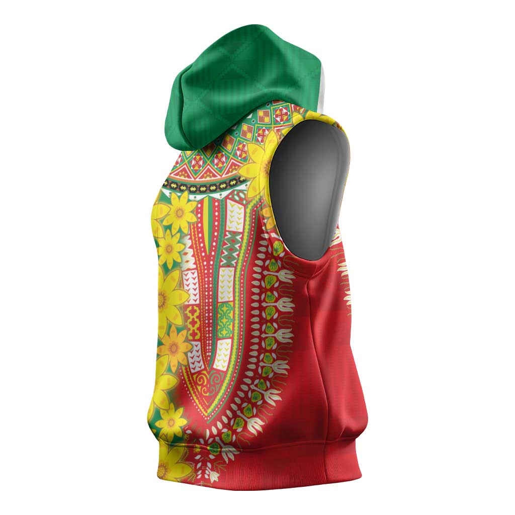 Afro Ethiopian New Year Sleeveless Hoodie Enkutatash Adey Abeba Flower Art - African Pride