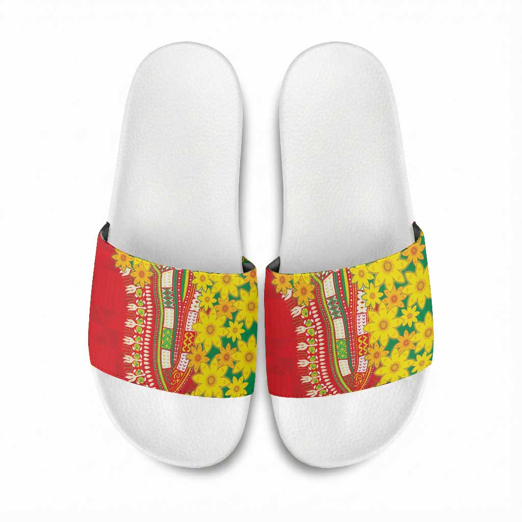 Afro Ethiopian New Year Slide Sandals Enkutatash Adey Abeba Flower Art