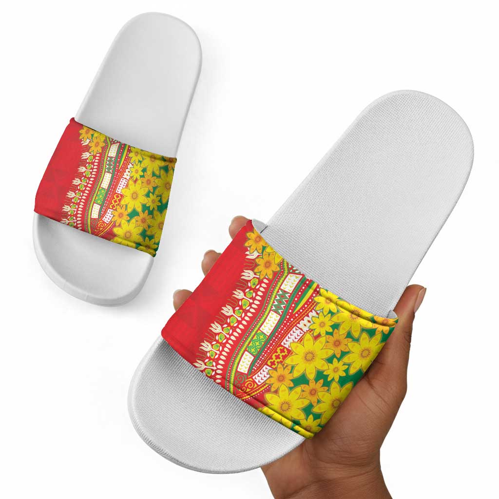 Afro Ethiopian New Year Slide Sandals Enkutatash Adey Abeba Flower Art