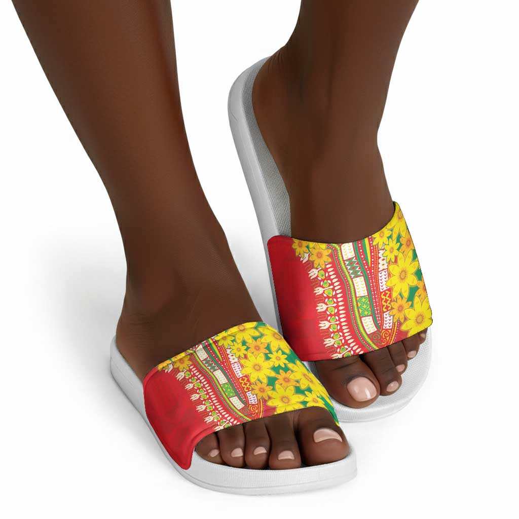 Afro Ethiopian New Year Slide Sandals Enkutatash Adey Abeba Flower Art