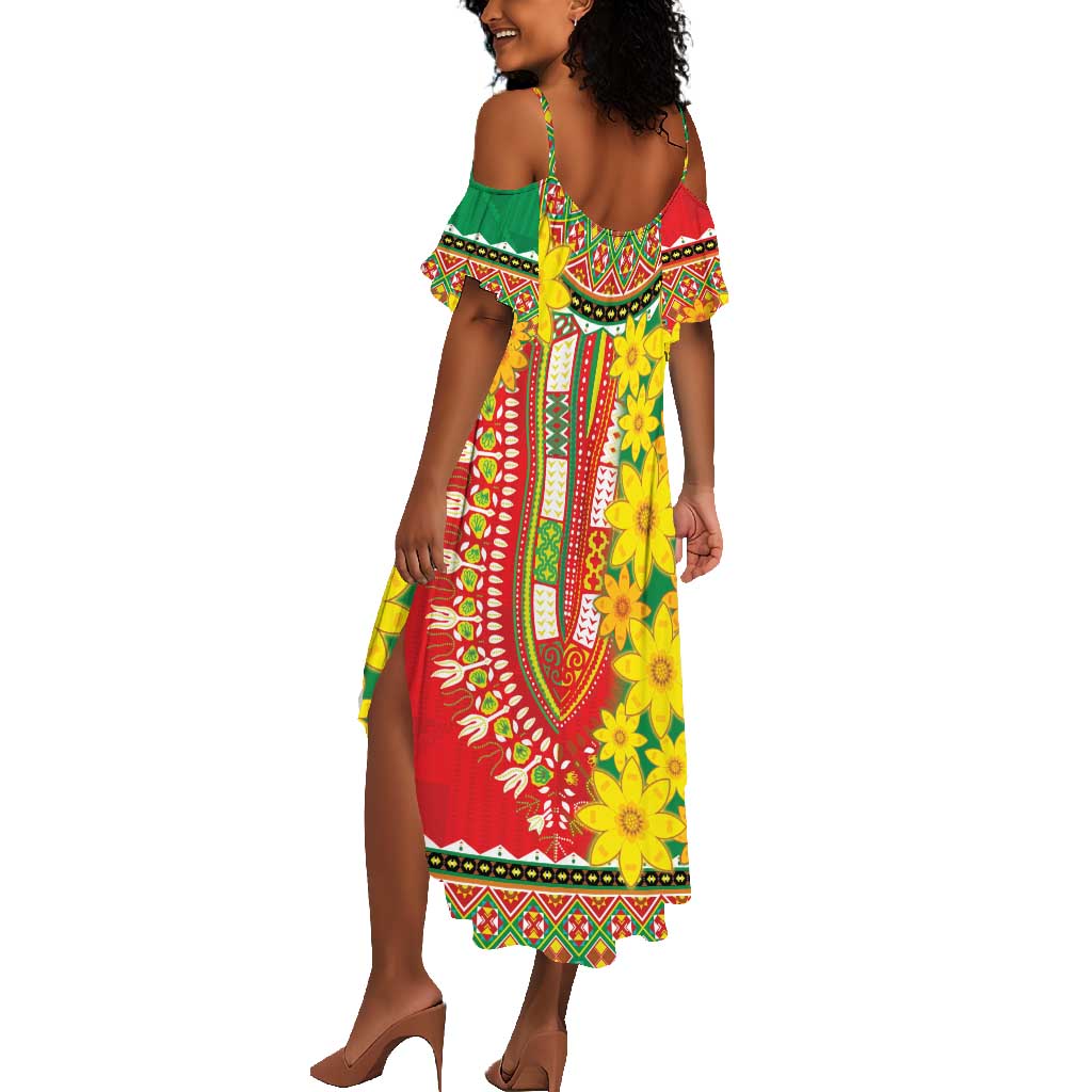 Afro Ethiopian New Year Summer Maxi Dress Enkutatash Adey Abeba Flower Art