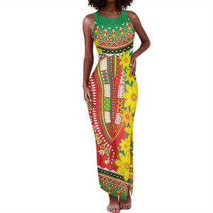 Afro Ethiopian New Year Tank Maxi Dress Enkutatash Adey Abeba Flower Art