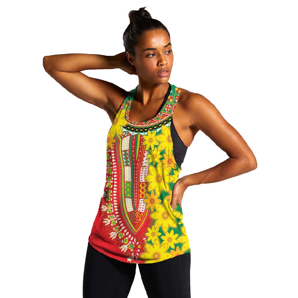 Afro Ethiopian New Year Women Racerback Tank Enkutatash Adey Abeba Flower Art