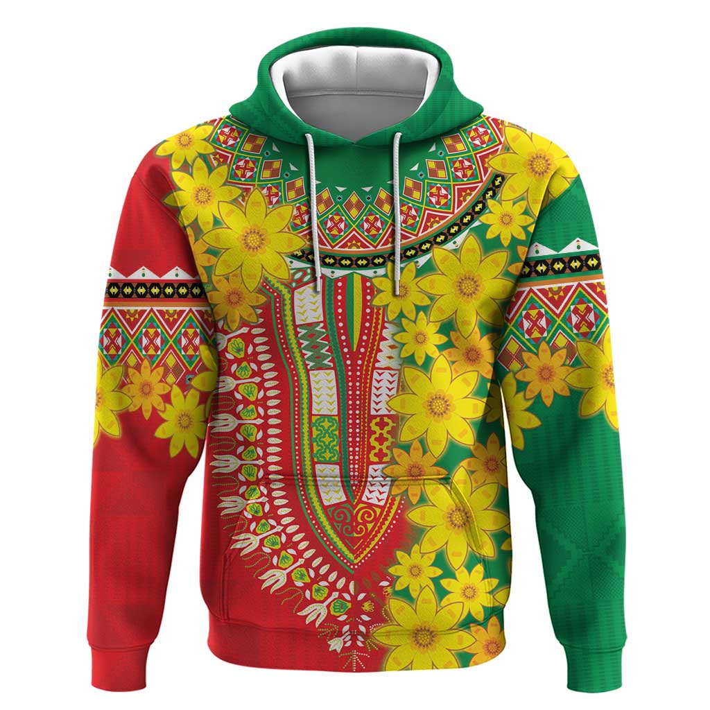 Afro Ethiopian New Year Zip Hoodie Enkutatash Adey Abeba Flower Art