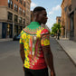 Afro Ethiopian New Year Zipper Polo Shirt Enkutatash Adey Abeba Flower Art