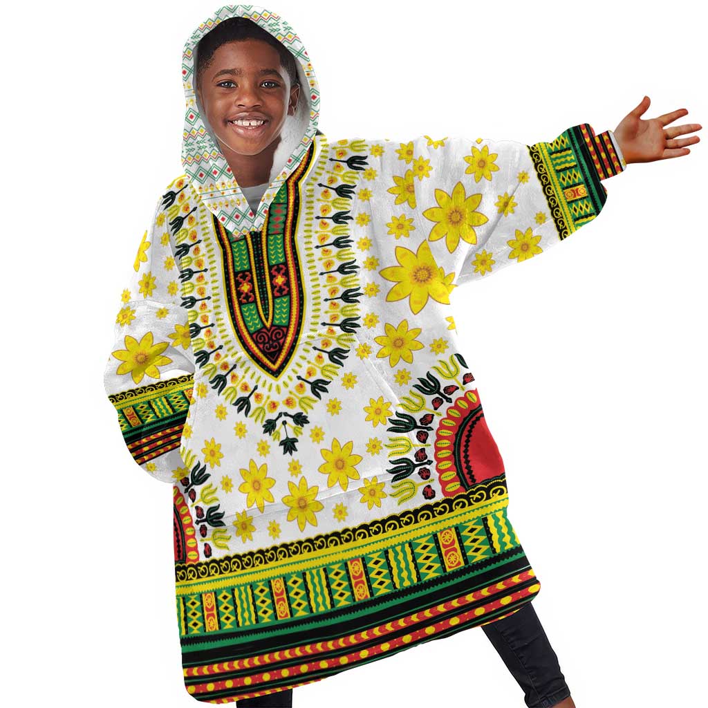 Afro Enkutatash Dashiki and Adey Abeba KId Wearable Blanket Hoodie