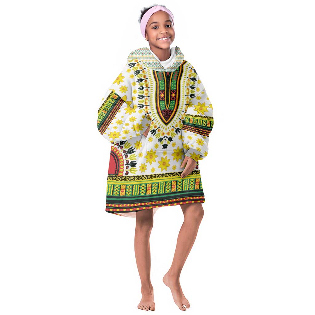 Afro Enkutatash Dashiki and Adey Abeba KId Wearable Blanket Hoodie