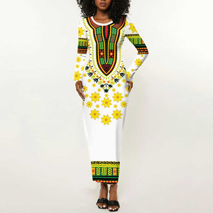 Afro Enkutatash Dashiki and Adey Abeba Long Sleeve Bodycon Dress LT9