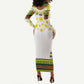 Afro Enkutatash Dashiki and Adey Abeba Long Sleeve Bodycon Dress LT9