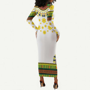 Afro Enkutatash Dashiki and Adey Abeba Long Sleeve Bodycon Dress LT9