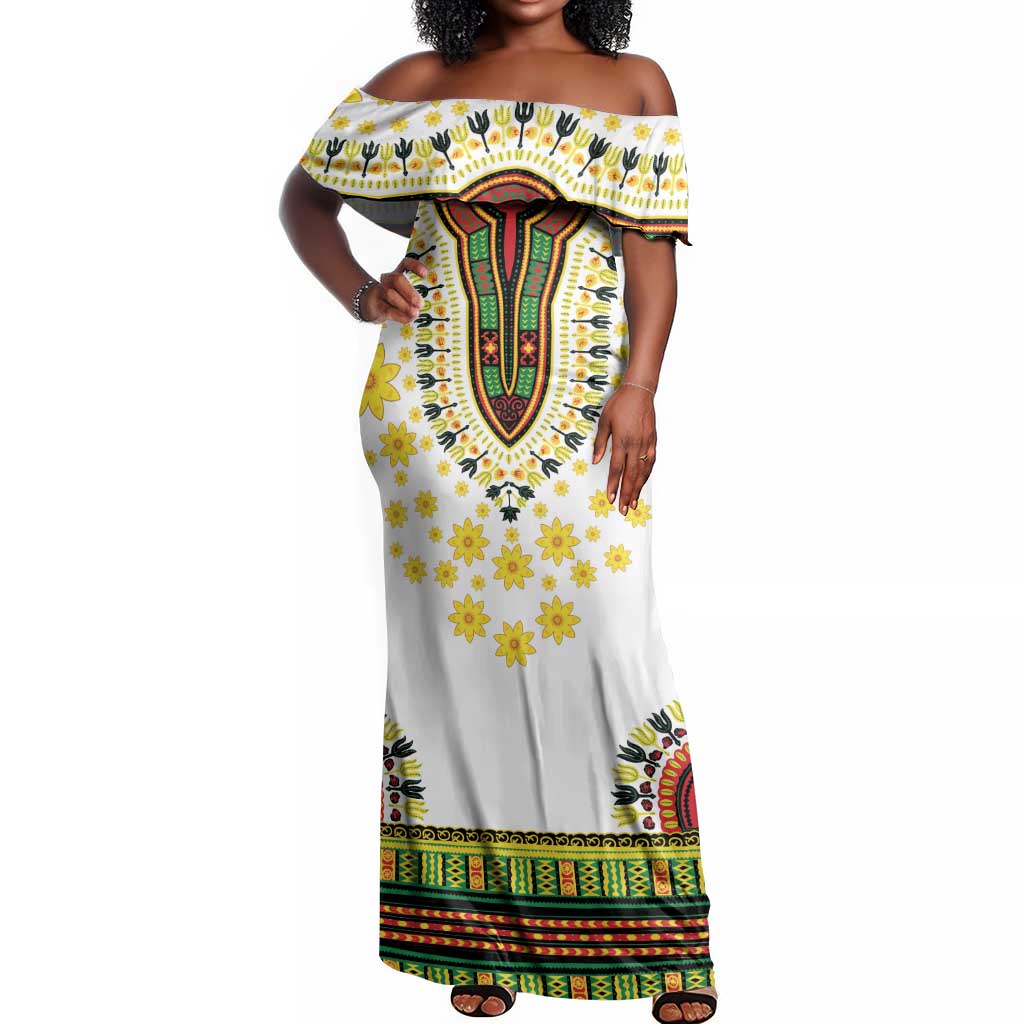 Afro Enkutatash Dashiki and Adey Abeba Off Shoulder Maxi Dress