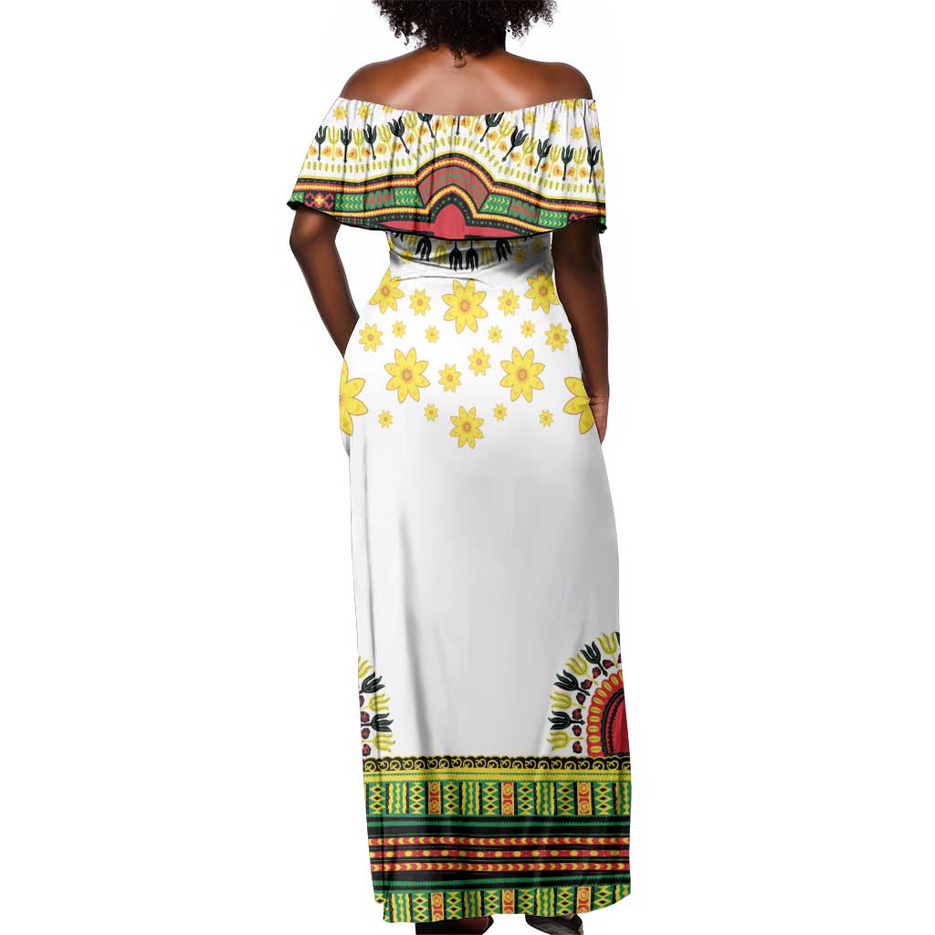 Afro Enkutatash Dashiki and Adey Abeba Off Shoulder Maxi Dress