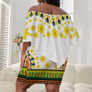 Afro Enkutatash Dashiki and Adey Abeba Off Shoulder Short Dress