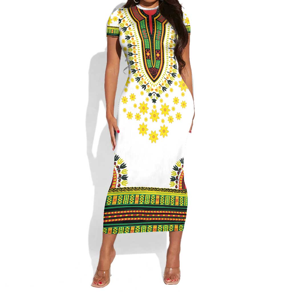 Afro Enkutatash Dashiki and Adey Abeba Short Sleeve Bodycon Dress LT9
