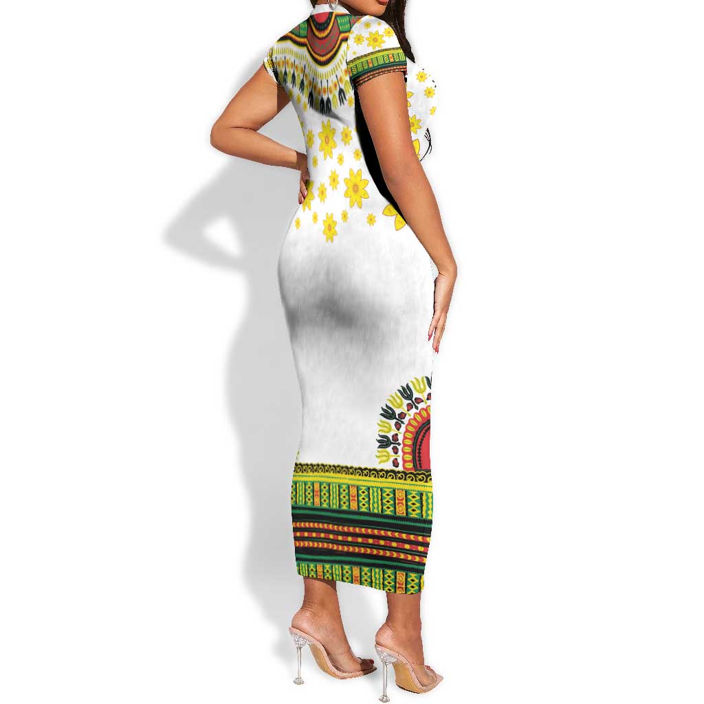 Afro Enkutatash Dashiki and Adey Abeba Short Sleeve Bodycon Dress LT9