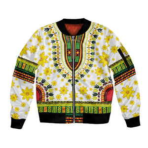 Afro Enkutatash Dashiki and Adey Abeba Sleeve Zip Bomber Jacket