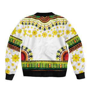 Afro Enkutatash Dashiki and Adey Abeba Sleeve Zip Bomber Jacket