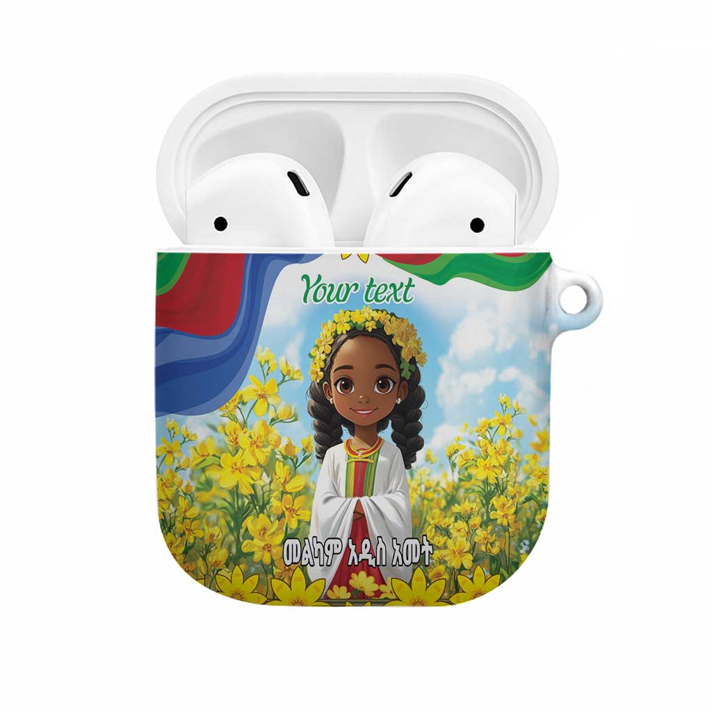 Happy Enkutatash Eritrea Personalized AirPods Case Beautiful Afro Girl Adey Abeba Flower