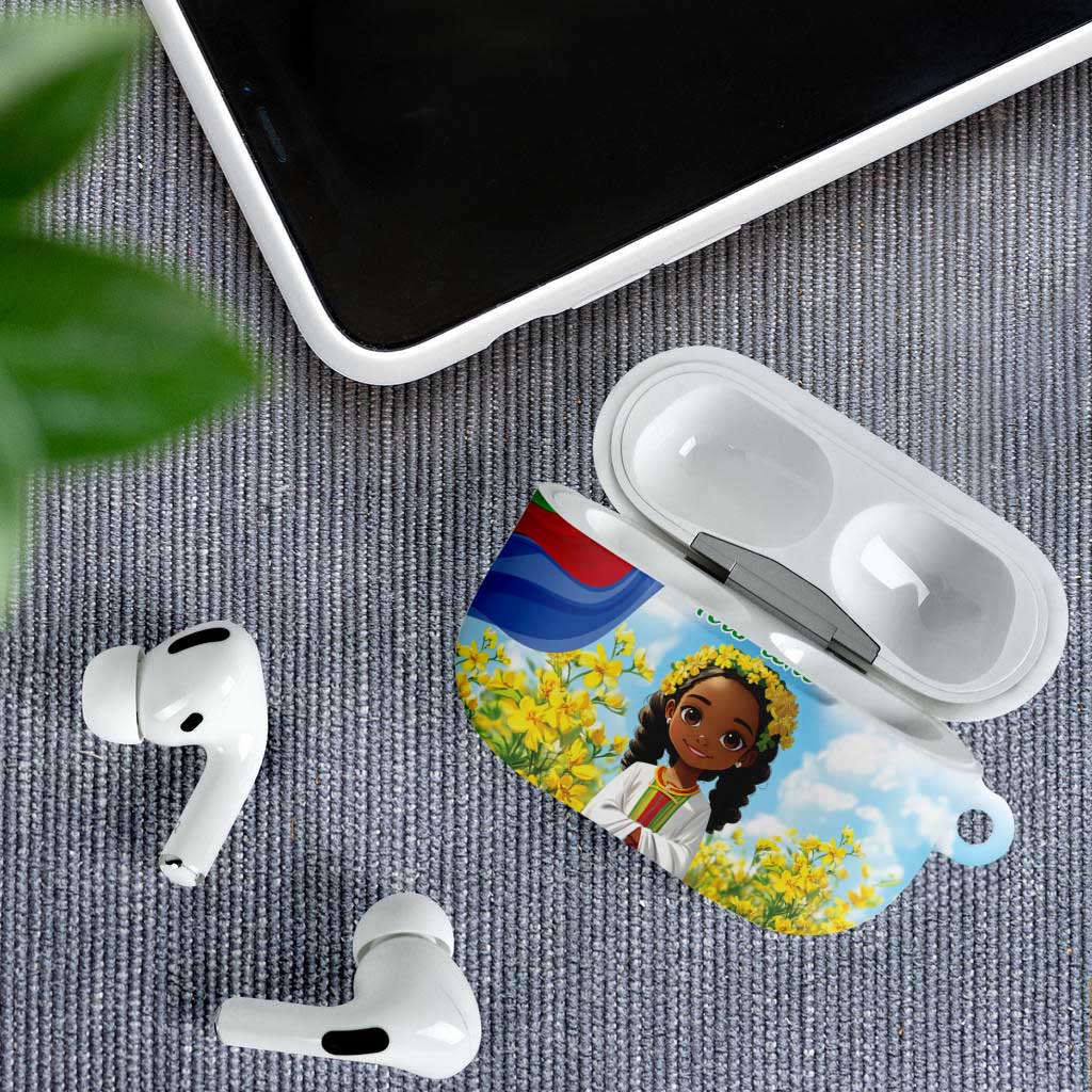 Happy Enkutatash Eritrea Personalized AirPods Case Beautiful Afro Girl Adey Abeba Flower