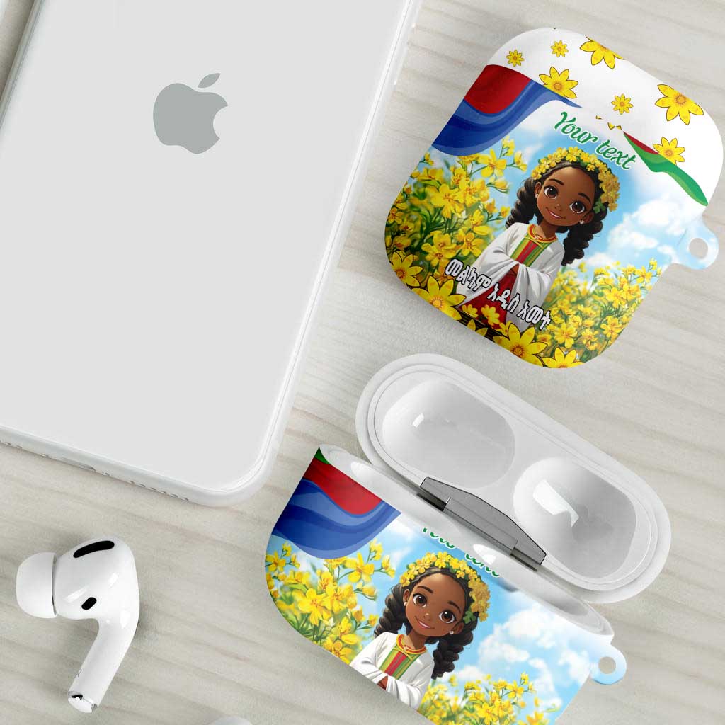 Happy Enkutatash Eritrea Personalized AirPods Case Beautiful Afro Girl Adey Abeba Flower