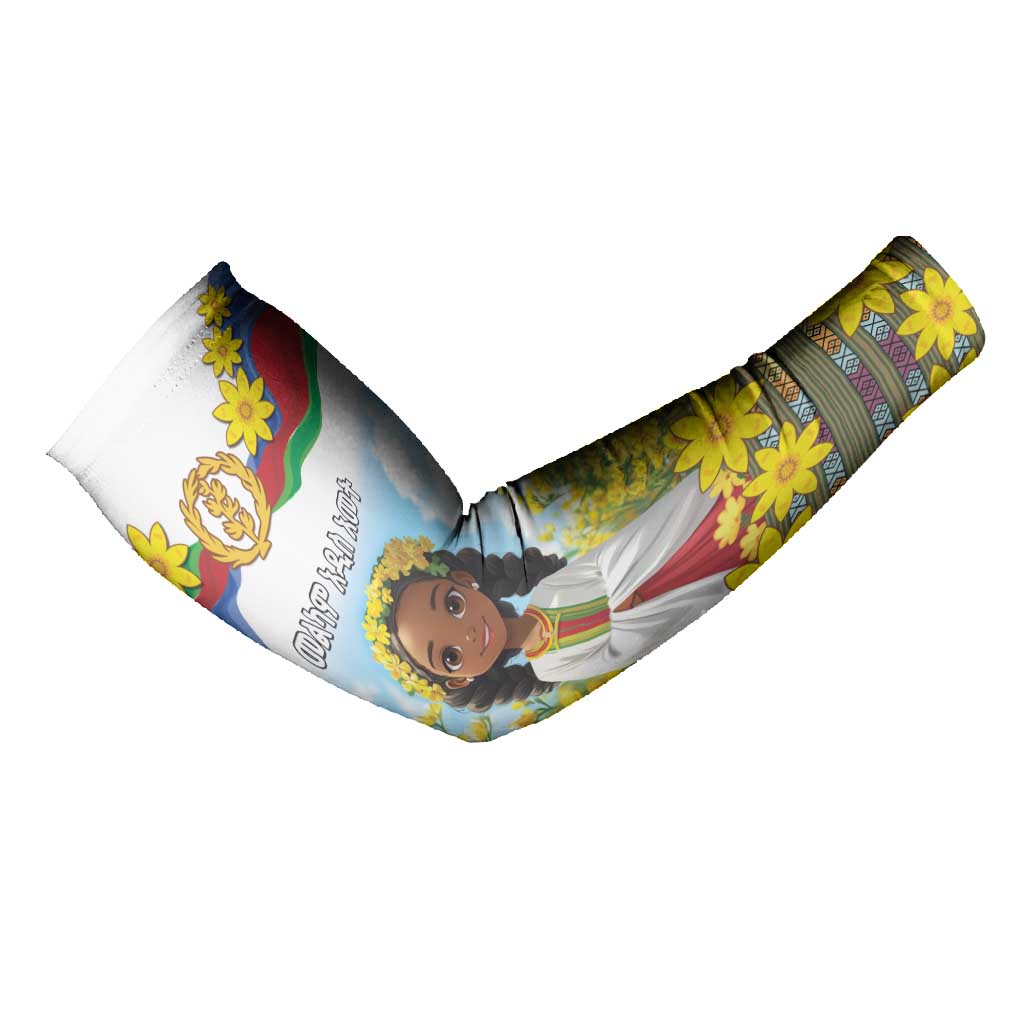 Happy Enkutatash Eritrea Personalized Arm Sleeves Beautiful Afro Girl Adey Abeba Flower