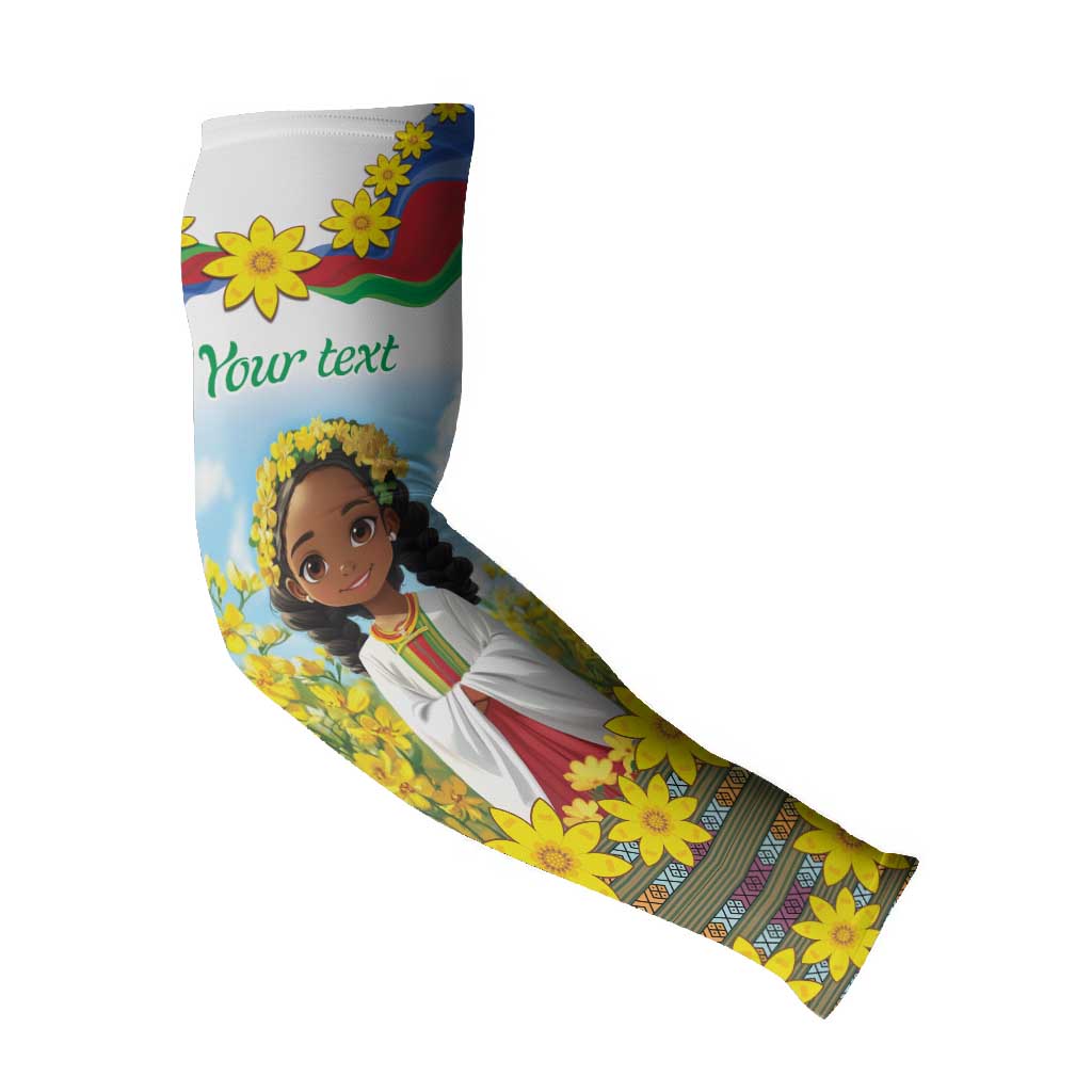 Happy Enkutatash Eritrea Personalized Arm Sleeves Beautiful Afro Girl Adey Abeba Flower