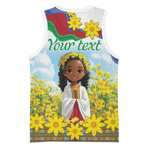 Happy Enkutatash Eritrea Personalized Basketball Jersey Beautiful Afro Girl Adey Abeba Flower LT9