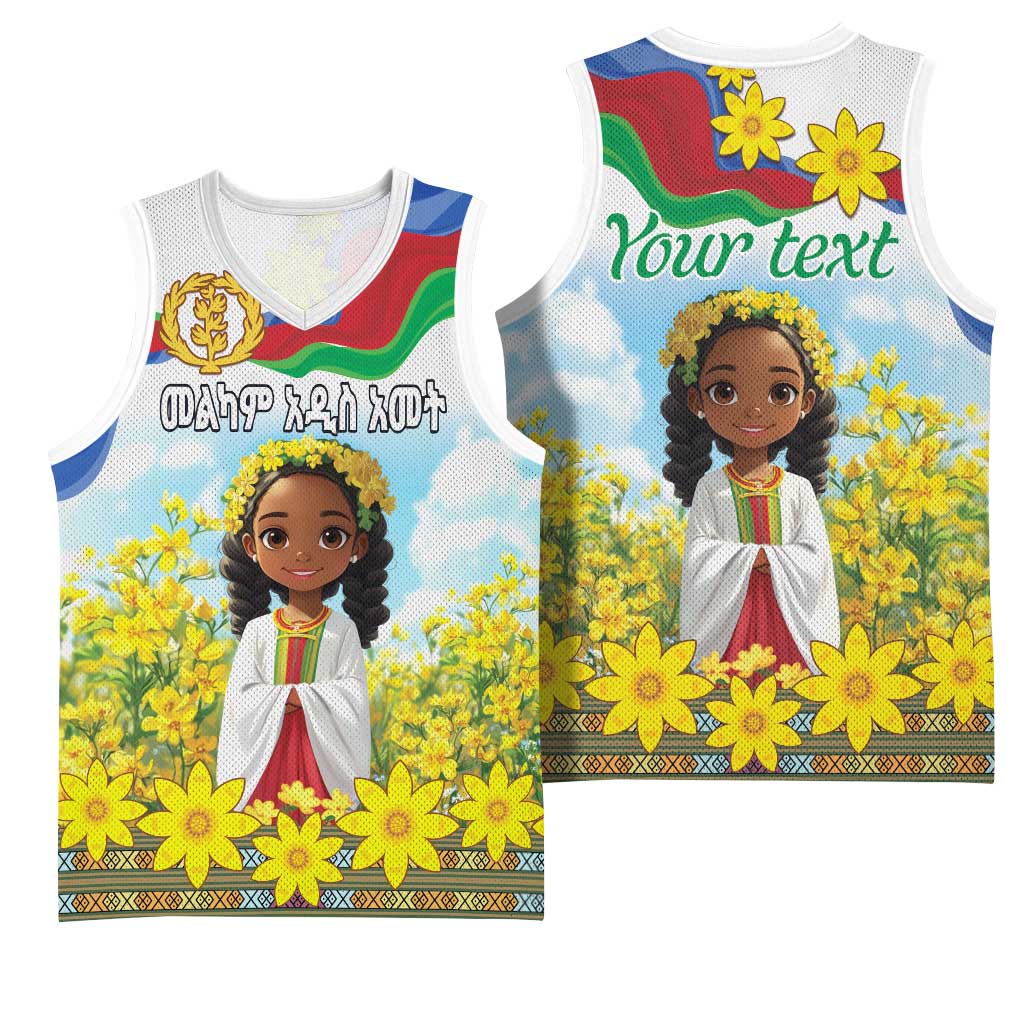 Happy Enkutatash Eritrea Personalized Basketball Jersey Beautiful Afro Girl Adey Abeba Flower LT9